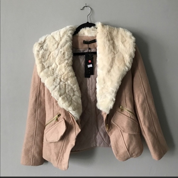 tionhong Jackets & Blazers - Tionhong Fashion Faux Fur Moto Jacket
